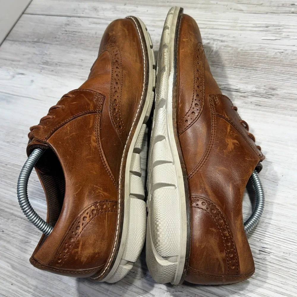 Ecco Wingtop Oxford Leather Shoes Mens Sz 10 Light Brown 60267401053